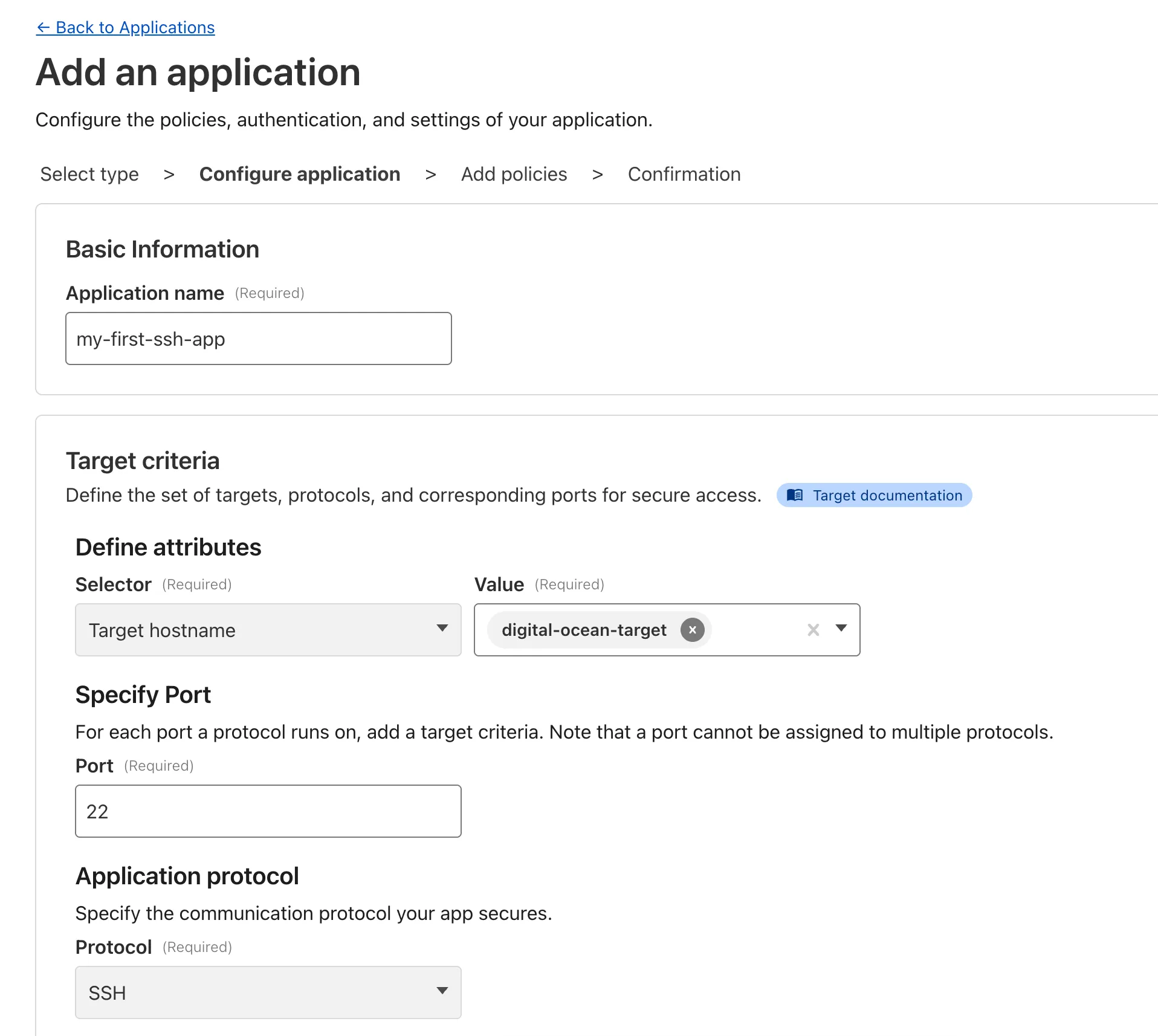 Example of an infrastructure Access application